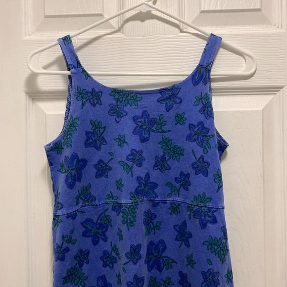 Fresh Produce Floral Dress Tank T-Shirt Cotton Blue Green Teal Fern Tropical M - Picture 5 of 12